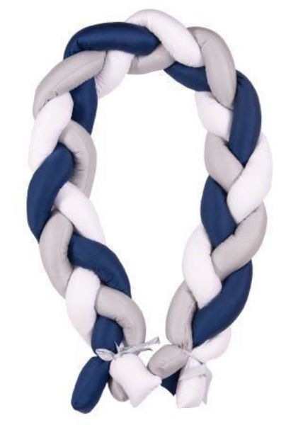 Obrazek BabyMatex Ochraniacz do łóżeczka WARKOCZ satynowy, 200cm, ciemny trójkolorowy