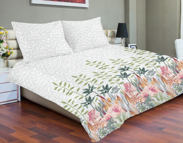 Obrazek Matex Pościel satynowa EXCLUSIVE 160x200, 70x80 wiosenna liście