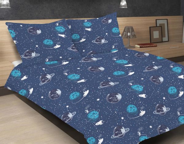 Obrazek Matex Pościel satynowa EXCLUSIVE 160x200, 70x80 wzór kosmos