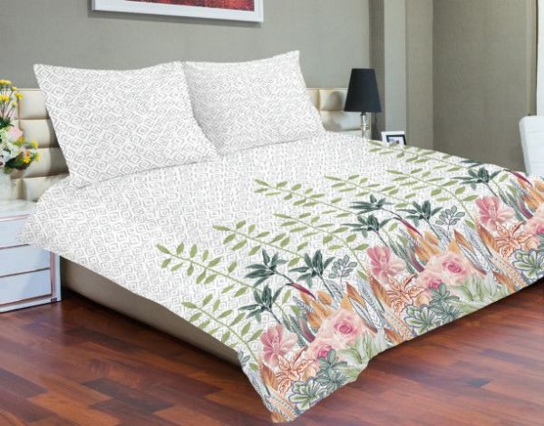 Obrazek Matex Pościel satynowa EXCLUSIVE 160x200, 70x80 wiosenne liście