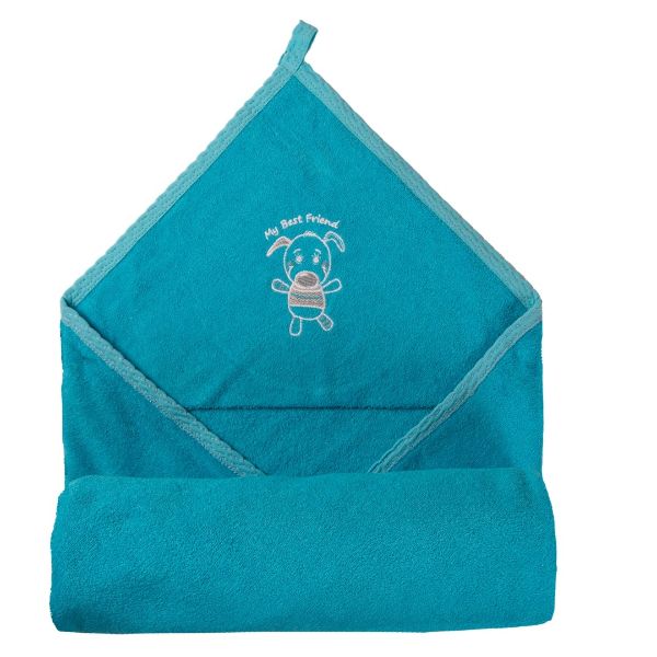 Picture of BabyMatex Kąpielowe okrycie niemowlęce z kapturkiem FROTTE, 85x85, błękitne