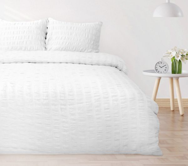 Obrazek Matex Pościel SATYNA GOFROWANA 160x200 + 2x70x80 | biała