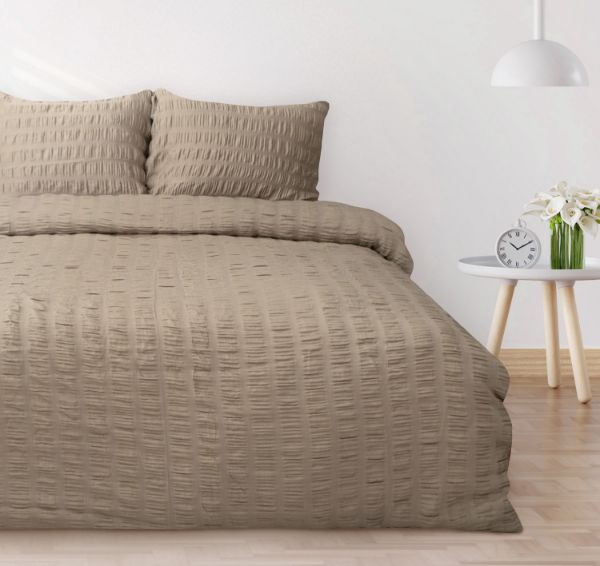Obrazek Matex Pościel SATYNA GOFROWANA 160x200 + 2x70x80 | beżowa