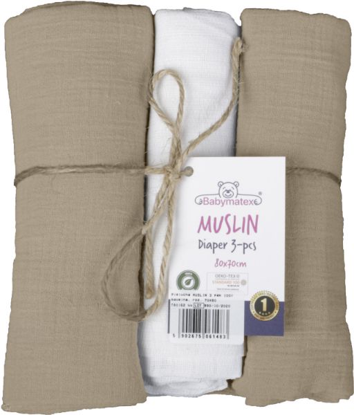 Obrazek Pielucha MUSLIN 3 pak, roz. 70x80