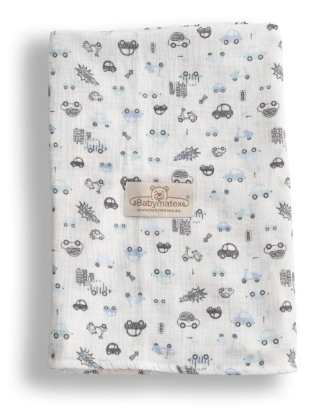 Obrazek Kocyk - Otulacz MUSLIN DESIGN druk, roz. 80x120