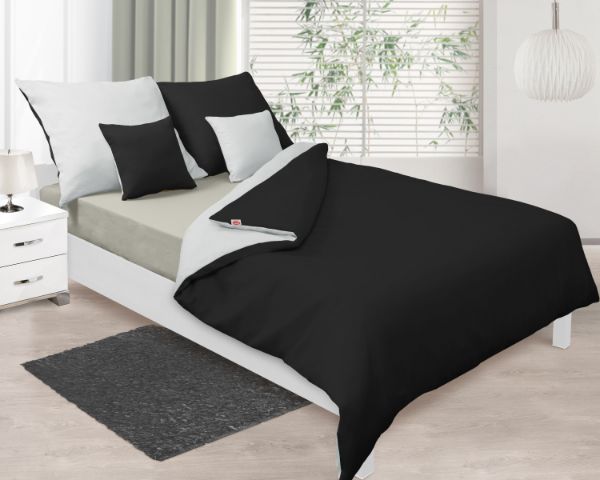 Obrazek Matex Pościel satynowa DOUBLE FACE Kolekcja GOLD(220x200-1, 70x80-2), biały + czarny