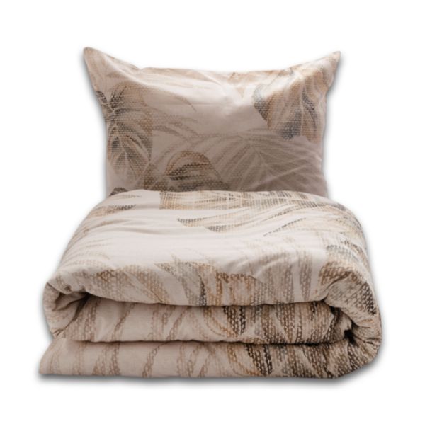 Obrazek Matex Pościel lniana LINEN drukowana 160x200+30, 2 x 70x80+20. Liście monstery