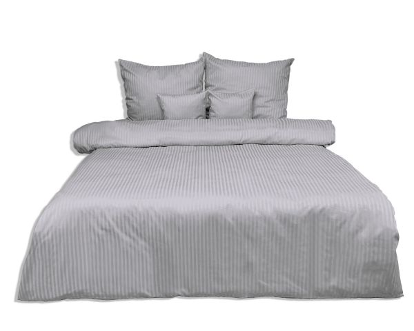 Obrazek Matex Pościel adamaszkowa 160x200, 70x80 srebrna z paskiem 1 cm