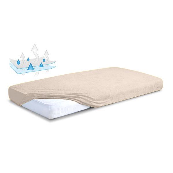 Obrazek BabyMatex Podkład higieniczny, prześcieradło nieprzemakalne z gumką FROTTE 60x120 cm, jasno beżowy