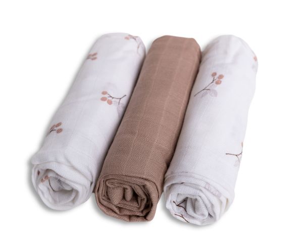 Picture of Pielucha BAMBUSOWA druk 3 pak, roz. 70x70, malinki