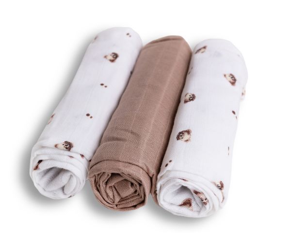 Picture of Pielucha BAMBUSOWA druk 3 pak, roz. 70x70, miśki