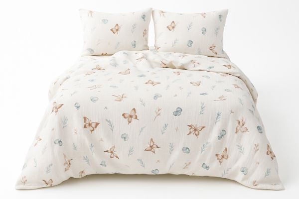Picture of Pościel bawełniana MUŚLINOWA dr(160x200-1,70x80-2) - motyl