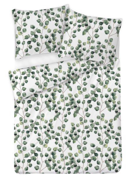 Obrazek Matex Pościel satynowa EXCLUSIVE 160x200, 70x80 liście eukaliptusa