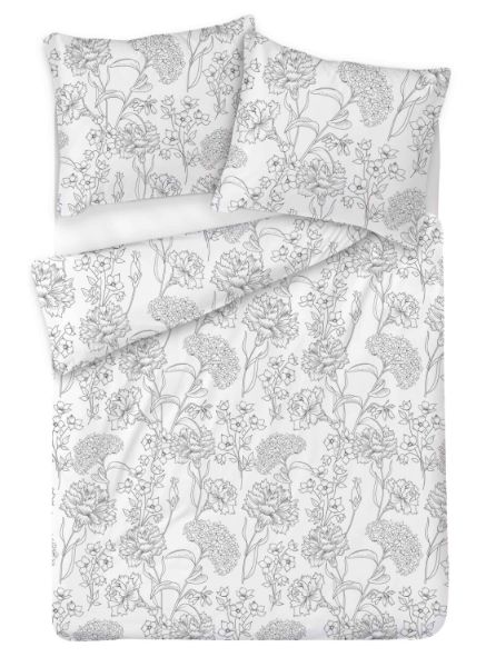 Picture of Matex Pościel satynowa EXCLUSIVE 160x200, 70x80 szare kwiaty