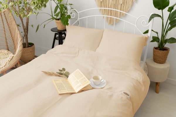 Obrazek MATEX Pościel muślinowa 160x200, 70x80, jednobarwna, ecru