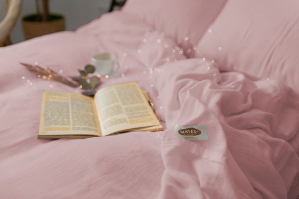 Obrazek MATEX Pościel muślinowa 160x200, 70x80, jednobarwna, różowa