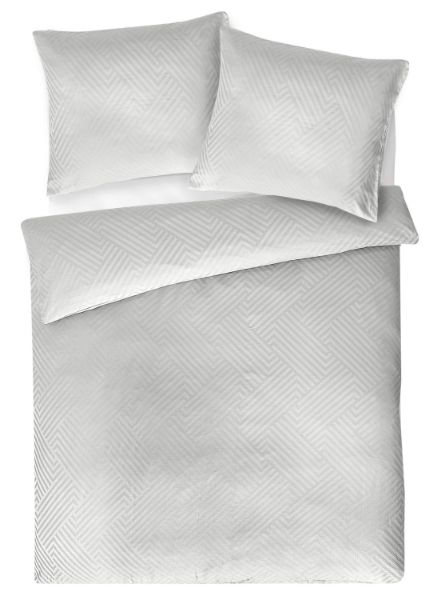 Obrazek Matex pościel z adamaszku geometrycznego 220x200, 70x80, z paskiem 1 cm - szara