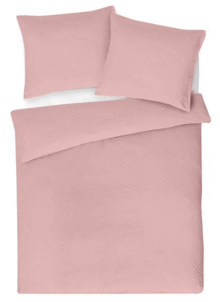 Obrazek Matex pościel z adamaszku geometrycznego 160x200, 70x80, z paskiem 1 cm - różowa