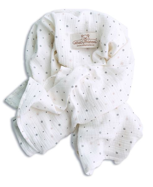 Obrazek BabyMatex Otulacz MUSLIN DESIGN, 80x120, biały