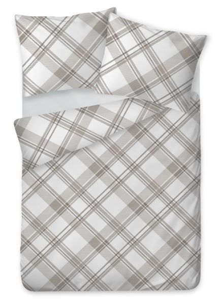 Obrazek Matex Pościel Flanelowa, 220x200 cm - 1, 70x80 cm - 2, KRATA BEŻOWA